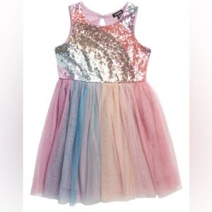 Zunie Rainbow Sequin & Tulle Dress - 5T (with defect on back)